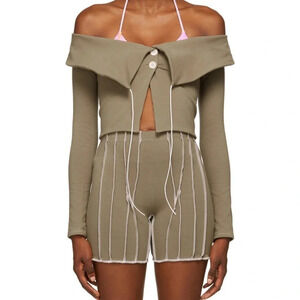 SSENSE Helenamanzano • Beige Shawl Cardigan